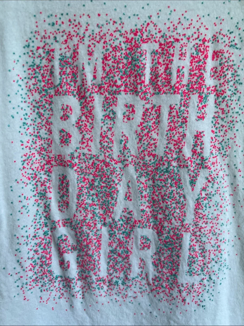 The Children's Place White Tee with Pink & Teal Glitter 'I’m The Birthday Girl'